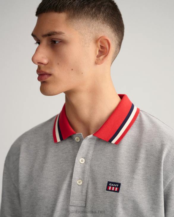 tricou polo cu steag retro piqué 888T125 melange gri GANT bărbați