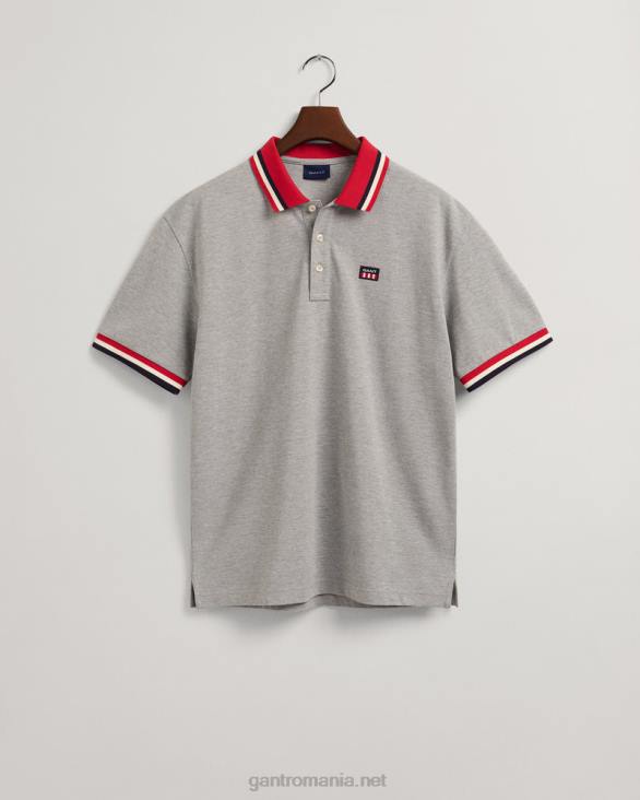 tricou polo cu steag retro piqué 888T125 melange gri GANT bărbați