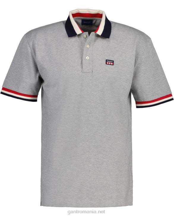 tricou polo cu steag retro piqué 888T125 melange gri GANT bărbați