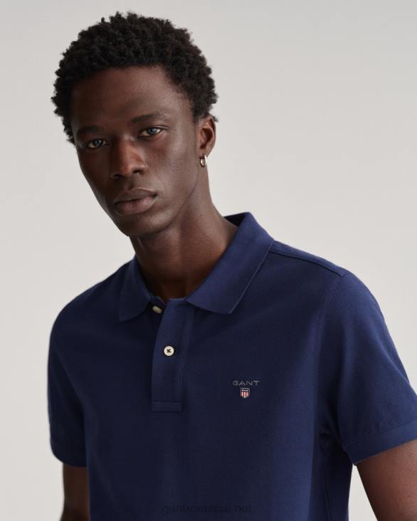 tricou polo original piqué 888T118 albastru de seară GANT bărbați