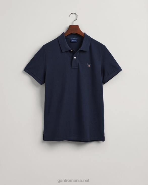 tricou polo original piqué 888T118 albastru de seară GANT bărbați