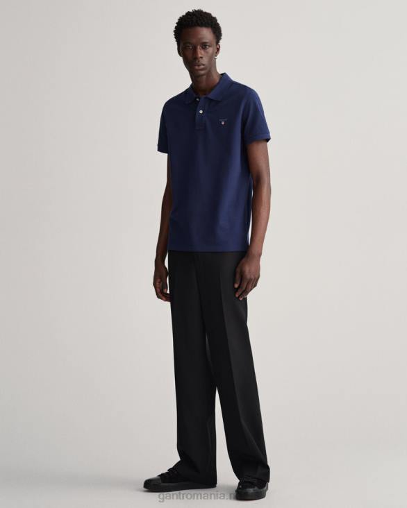 tricou polo original piqué 888T118 albastru de seară GANT bărbați