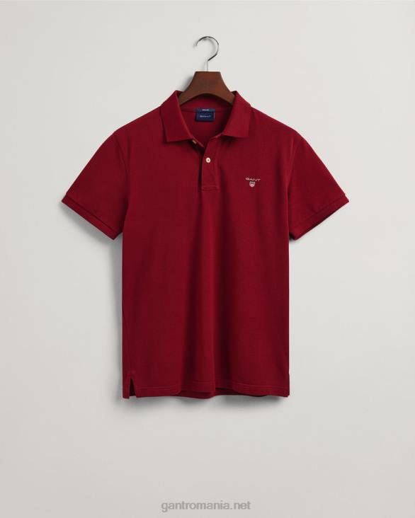 tricou polo original piqué 888T95 roșu plin GANT bărbați
