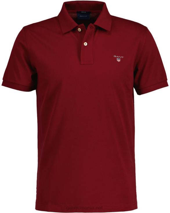 tricou polo original piqué 888T95 roșu plin GANT bărbați