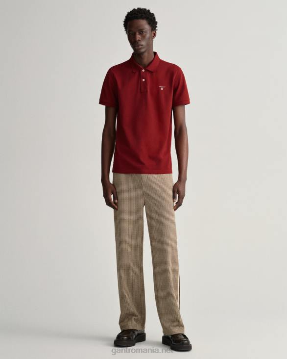 tricou polo original piqué 888T95 roșu plin GANT bărbați