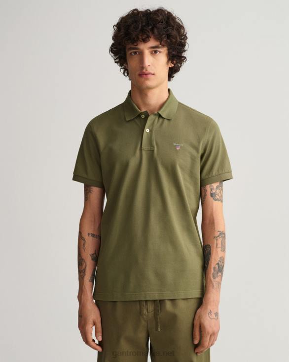 tricou polo original piqué 888T97 verde de vânător GANT bărbați