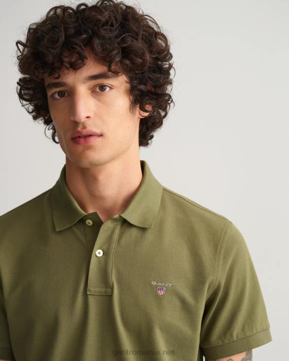 tricou polo original piqué 888T97 verde de vânător GANT bărbați