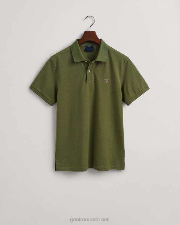 tricou polo original piqué 888T97 verde de vânător GANT bărbați