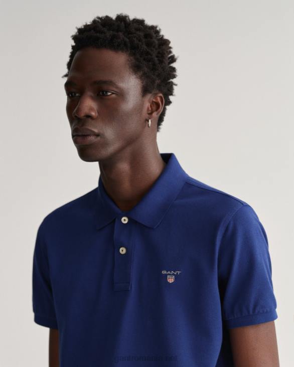 tricou polo original piqué 888T99 albastru inchis GANT bărbați
