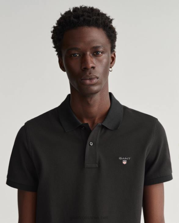 tricou polo original slim fit piqué 888T103 negru GANT bărbați