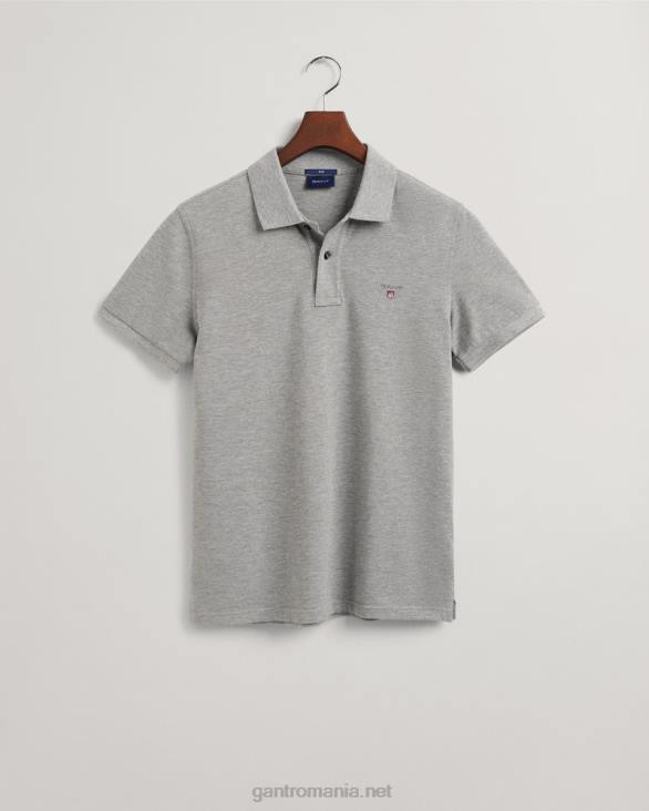 tricou polo original slim fit piqué 888T108 melange gri GANT bărbați
