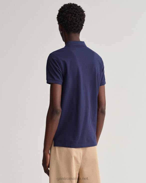 tricou polo original slim fit piqué 888T119 albastru de seară GANT bărbați