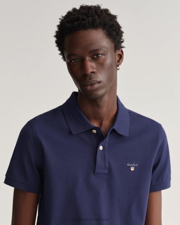 tricou polo original slim fit piqué 888T119 albastru de seară GANT bărbați