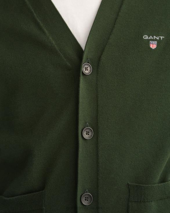cardigan clasic din bumbac cu decolteu în V 888T344 verde furtună GANT bărbați