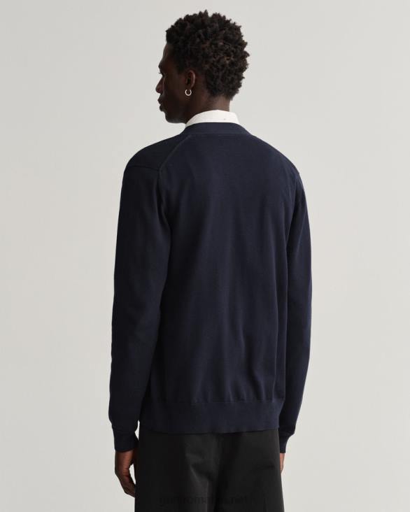 cardigan clasic din bumbac cu decolteu în V 888T350 albastru de seară GANT bărbați