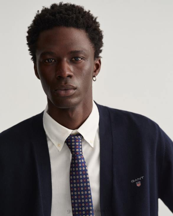 cardigan clasic din bumbac cu decolteu în V 888T350 albastru de seară GANT bărbați