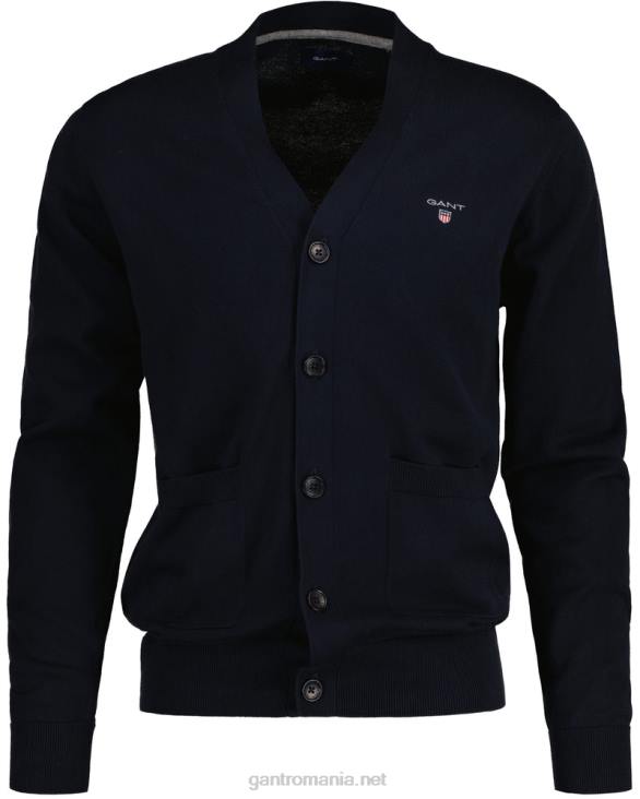 cardigan clasic din bumbac cu decolteu în V 888T350 albastru de seară GANT bărbați