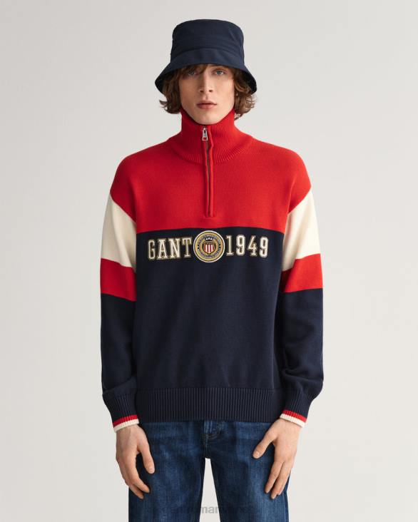 crest shield pulover cu jumătate de fermoar 888T361 rosu rubin GANT bărbați