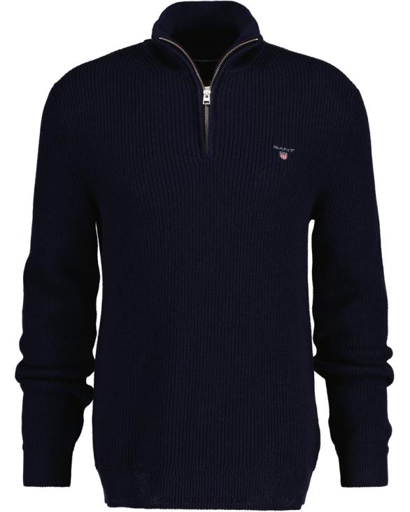 pulover cu jumătate de fermoar cu nervuri din vată 888T309 albastru de seară GANT bărbați