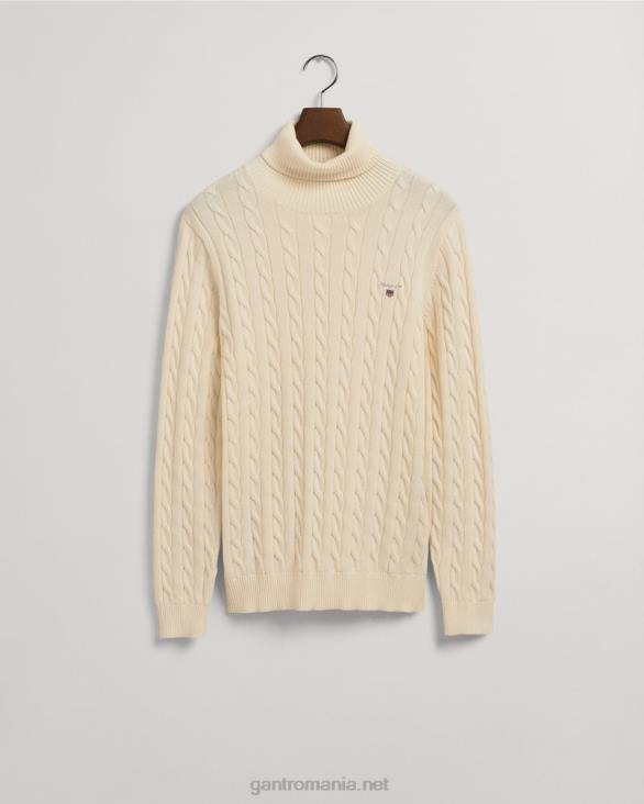 pulover de bumbac cu guler rotit 888T329 cremă GANT bărbați