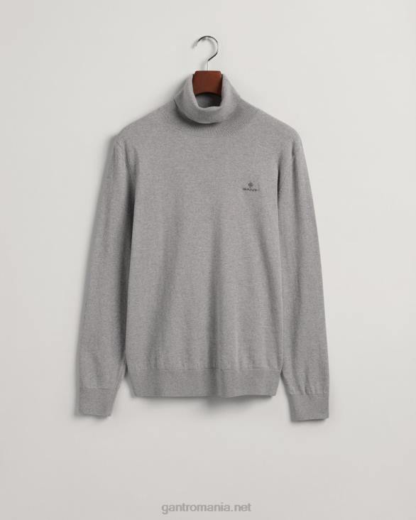 pulover din bumbac cașmir cu guler rulat 888T316 melange gri GANT bărbați