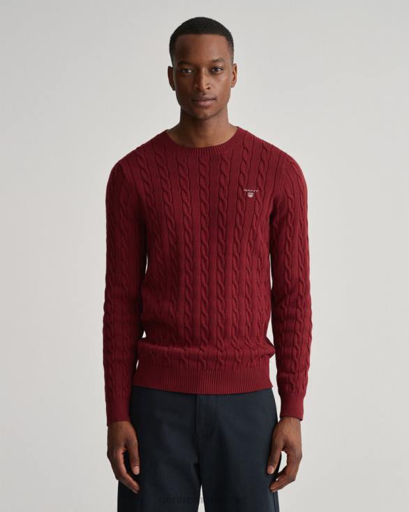 pulover din bumbac cu gât roșu 888T301 roșu plin GANT bărbați