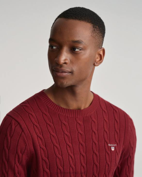 pulover din bumbac cu gât roșu 888T301 roșu plin GANT bărbați