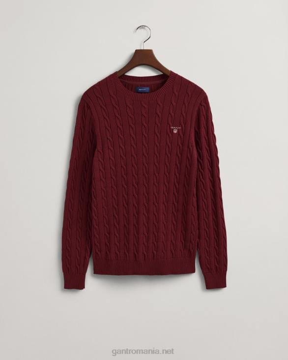 pulover din bumbac cu gât roșu 888T301 roșu plin GANT bărbați