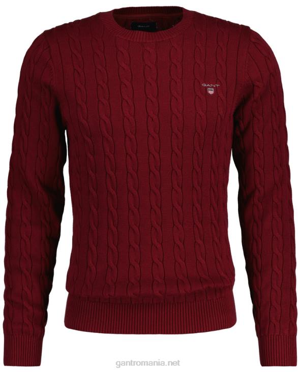 pulover din bumbac cu gât roșu 888T301 roșu plin GANT bărbați