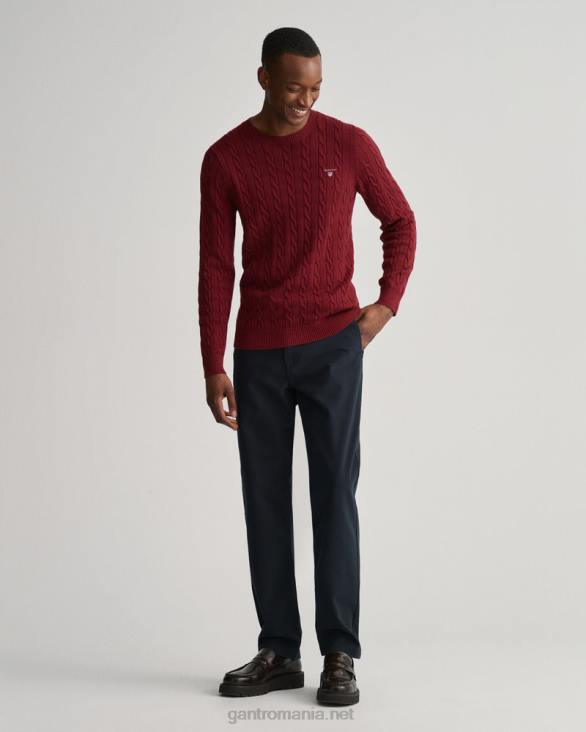 pulover din bumbac cu gât roșu 888T301 roșu plin GANT bărbați