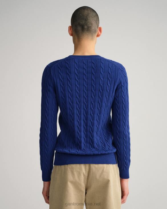 pulover din bumbac cu gât roșu 888T304 albastru inchis GANT bărbați