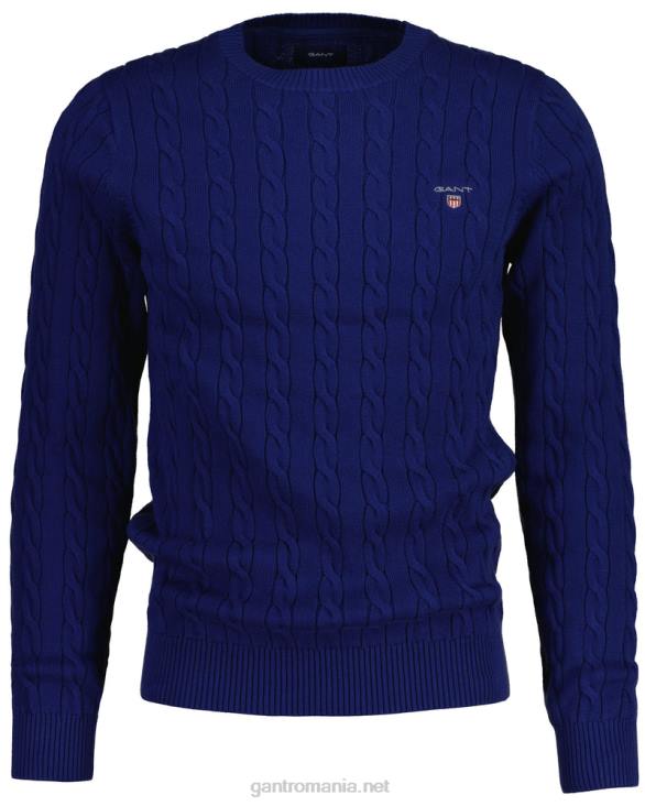 pulover din bumbac cu gât roșu 888T304 albastru inchis GANT bărbați