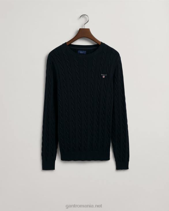 pulover din bumbac cu gât roșu 888T337 albastru de seară GANT bărbați