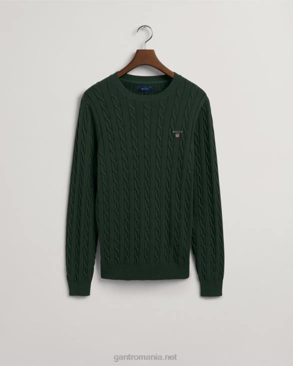 pulover din bumbac cu gât roșu 888T343 verde furtună GANT bărbați