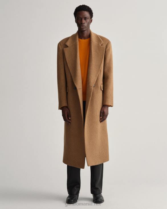 pulover din bumbac piqué cu decolteu rotund 888T305 dk portocală de muştar GANT bărbați