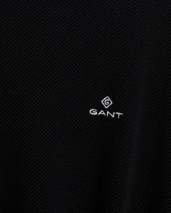 pulover din bumbac piqué cu decolteu rotund 888T331 negru GANT bărbați