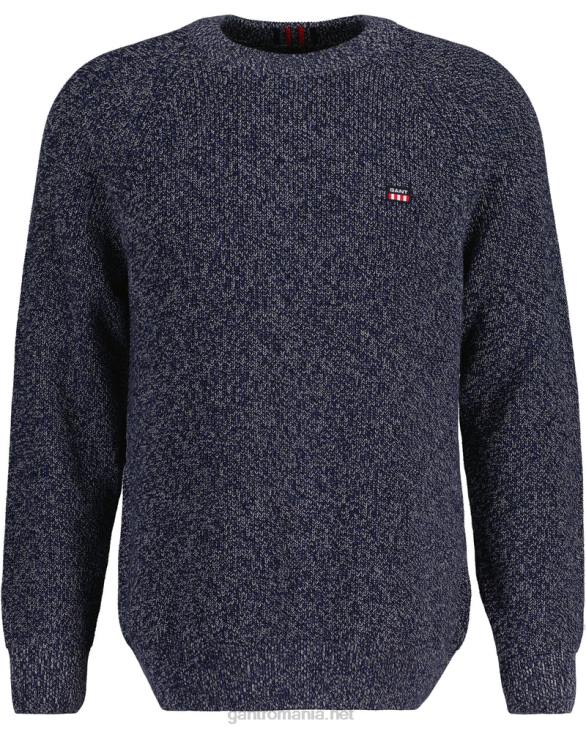 pulover din bumbac răsucit cu gâtul rotund 888T317 albastru de seară GANT bărbați