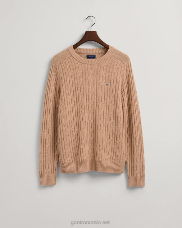 pulover din lana de miel cu decolteu rotund 888T319 kaki mel GANT bărbați