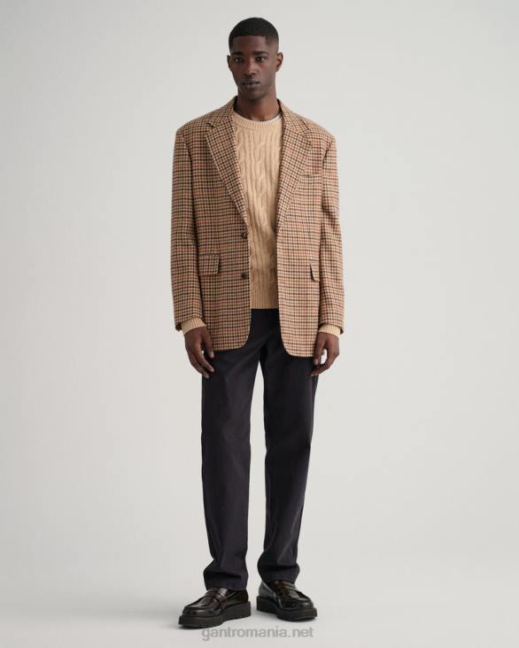 pulover din lana de miel cu decolteu rotund 888T319 kaki mel GANT bărbați