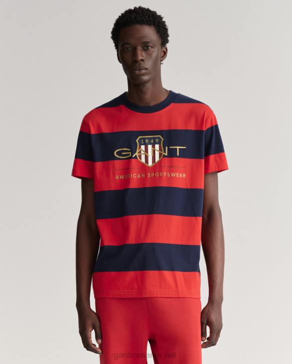 tricou barstripe archive shield 888T165 Rosu aprins GANT bărbați