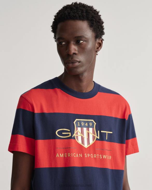 tricou barstripe archive shield 888T165 Rosu aprins GANT bărbați
