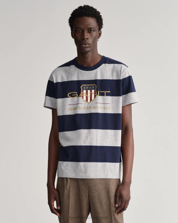 tricou barstripe archive shield 888T197 melange gri GANT bărbați