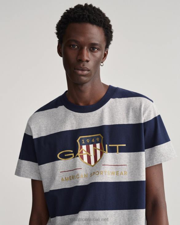 tricou barstripe archive shield 888T197 melange gri GANT bărbați