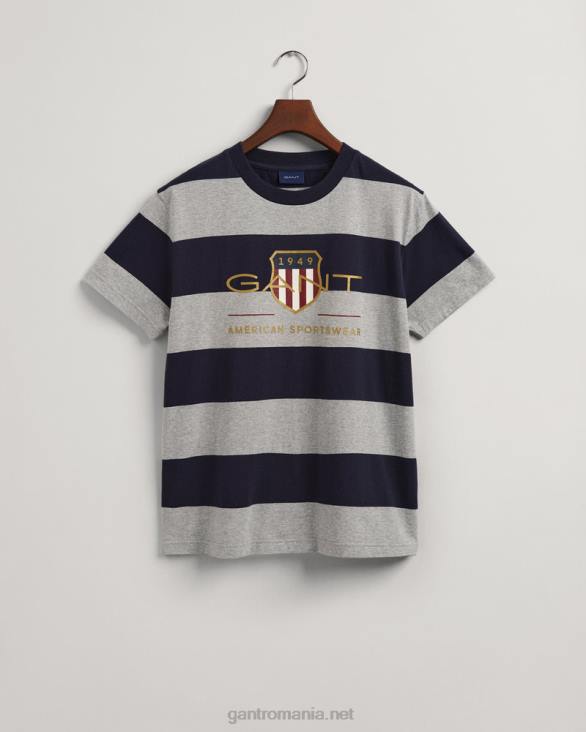 tricou barstripe archive shield 888T197 melange gri GANT bărbați