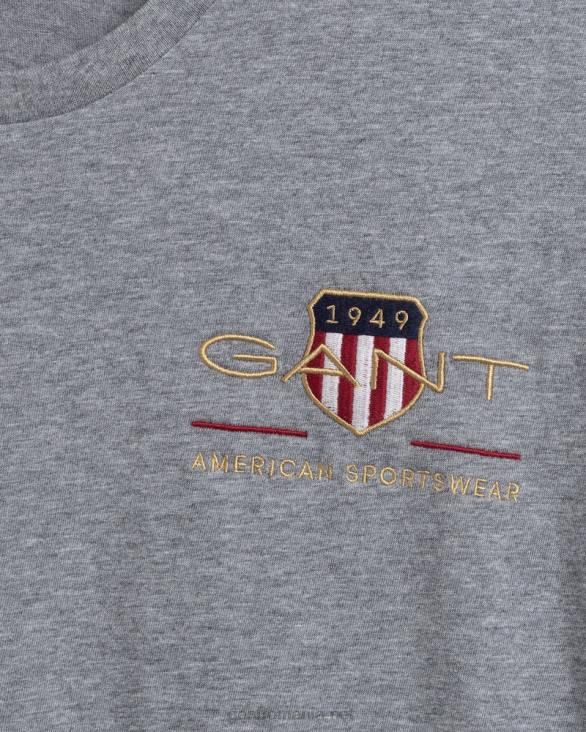 tricou broderie scut arhiva 888T138 melange gri GANT bărbați