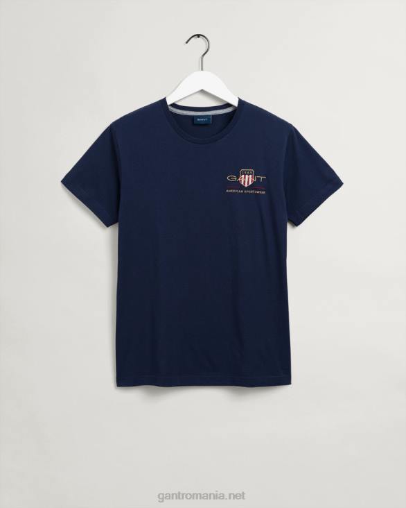 tricou broderie scut arhiva 888T184 albastru de seară GANT bărbați