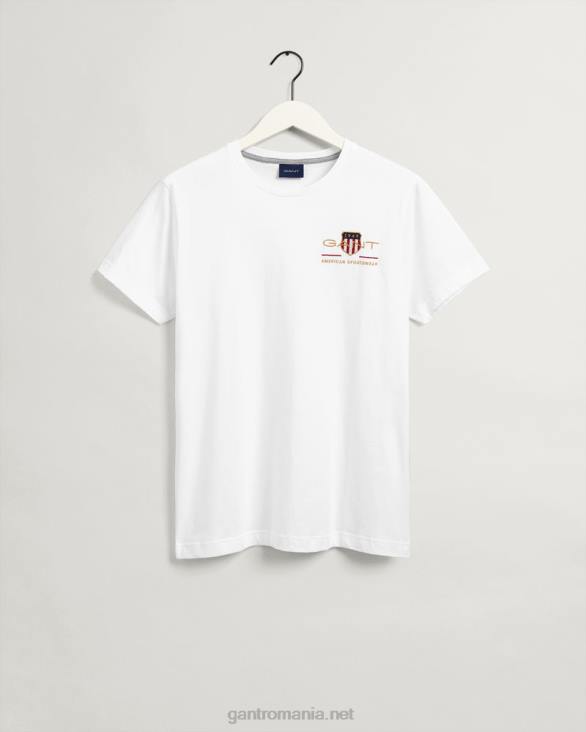 tricou broderie scut arhiva 888T186 alb GANT bărbați