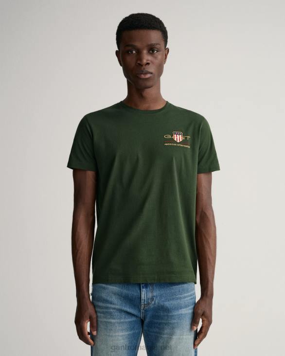tricou broderie scut arhiva 888T200 verde furtună GANT bărbați