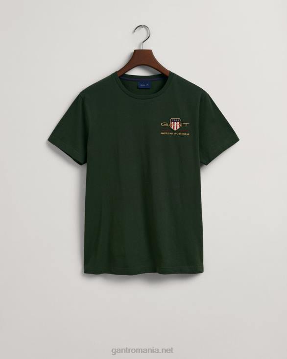 tricou broderie scut arhiva 888T200 verde furtună GANT bărbați