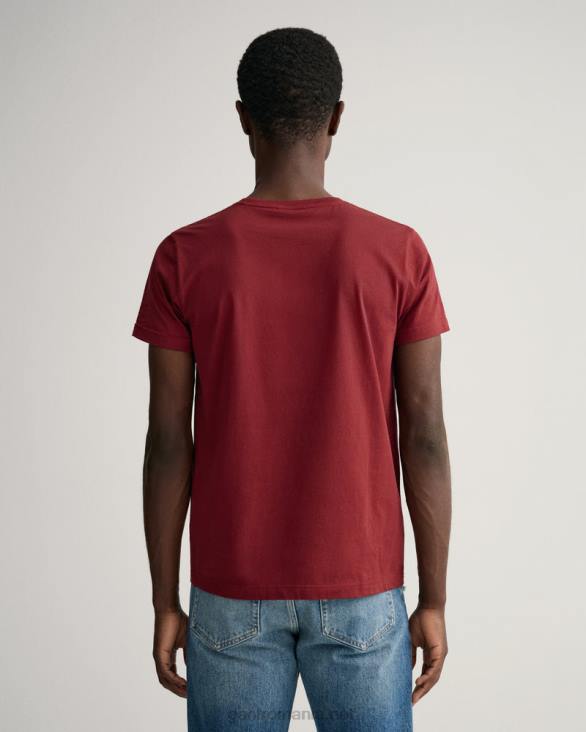 tricou broderie scut arhiva 888T201 roșu plin GANT bărbați